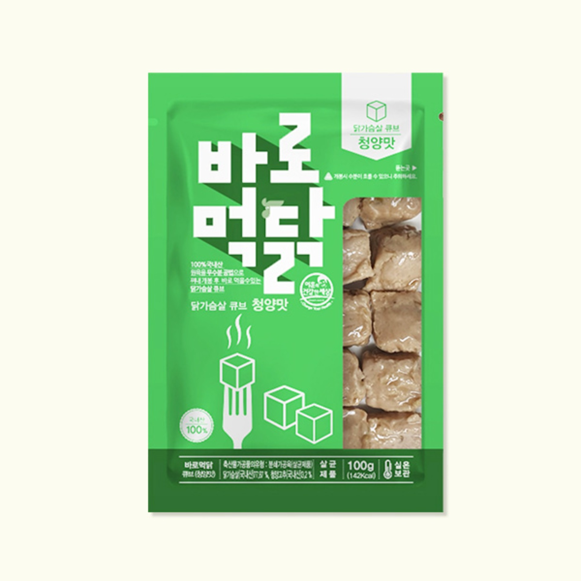 실온보관 닭가슴살 바로먹닭 큐브_청양맛(10팩/30팩)식감UP